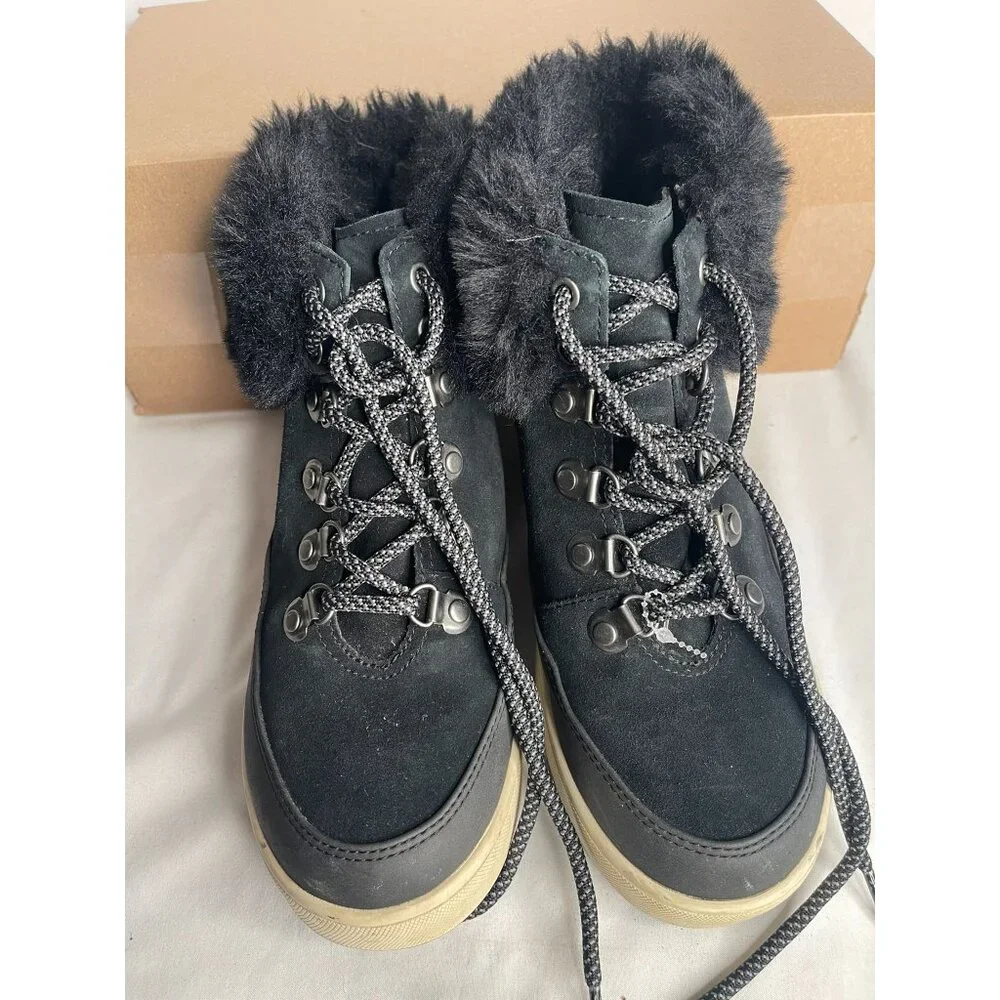 Koolaburra by UGG Tynlee Womens Black Round Toe Lace‎ Up Snow Boots Size 6